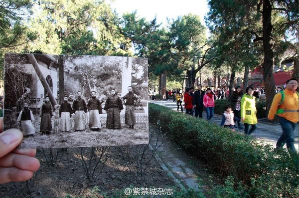 1924年，溥儀、潤良、毓崇、溥杰、潤麒等人在御花園。