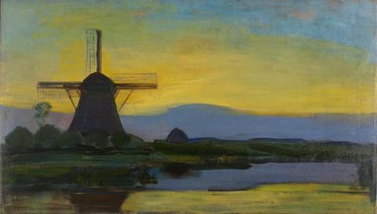 水邊風(fēng)車(chē)（Oostzijde Windmill at Night),1907-08