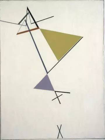 　　《三角的發(fā)展（Development of a Triangle）》，托馬斯?馬爾多納多（TomásMaldonado），布面油畫，1949年