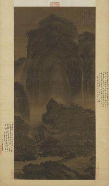 （傳）宋 范寬 行旅圖 軸 155.3x74.4cm，疑為清代王翚仿本