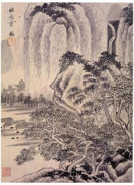 清 王鑒 《仿古山水冊(cè)頁(yè)》之一  1656年