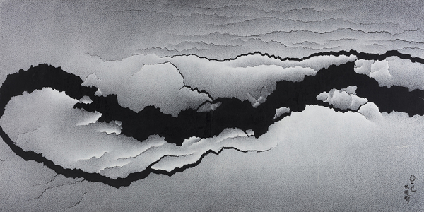 仇德樹，裂變 - 太和，122×244cm，宣紙、丙烯、畫布，2008