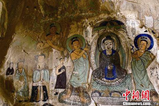 圖為炳靈寺169窟11龕壁畫《說法圖》(西秦)。 甘肅省文物局供圖